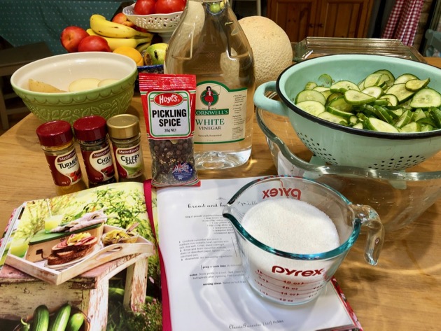 Bread and butter cucumbers, from scratch