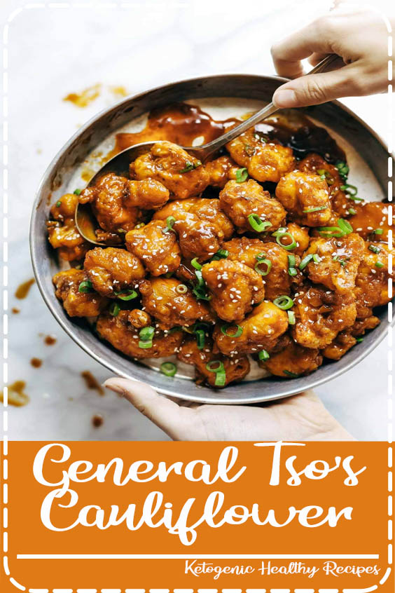 General Tso's Cauliflower - golden brown crispy fried cauliflower tossed in a made-from-scratch spicy sweet sauce. Awesome vegetarian / meatless recipe.