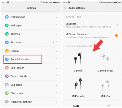 Gunakan fitur bawaan hp Xiaomi untuk menghilangkan tanda headset
