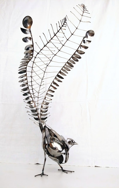 Ed Hill Metal Art - Lyrebird - Bird - Kitchen utensils and cutlery