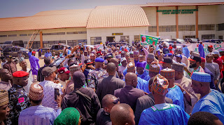 Alhaji Atiku Abubakar, 2023 Presidential candidate of the People's Democratic Party (PDP) lands in Yobe State for his 2023 Presidential Campaign rally