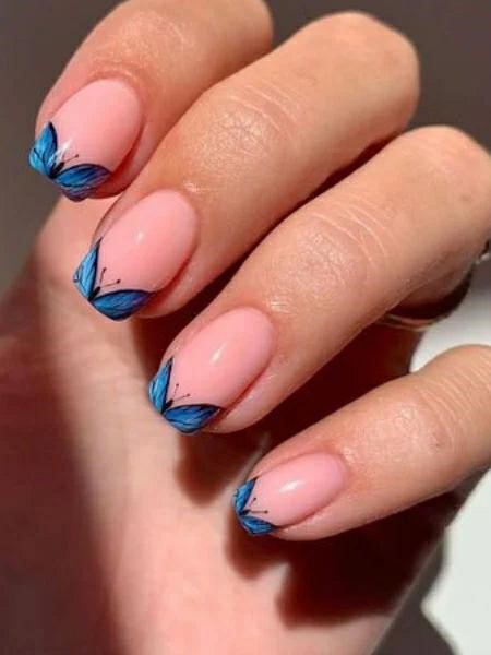 french tip butterfly nail art