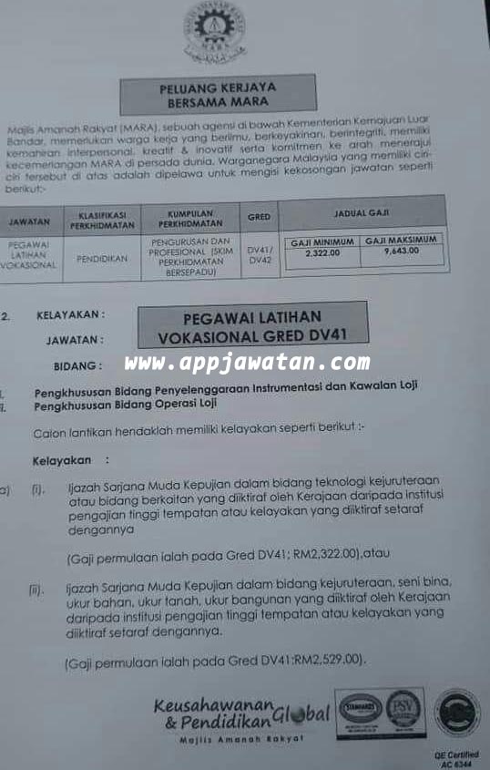 Jawatan Kosong di Majlis Amanah Rakyat (MARA) - 15 Oktober 