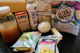 image of ingredients used to make easy weeknight instant pot spring risotto with peas, lemon, and parmesan