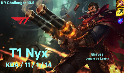 T1 Nyx Graves JG vs Leesin - KR Challenger 10.6