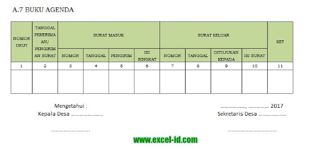 Contoh Format Buku Agenda Surat Masuk dan Keluar dengan Excel