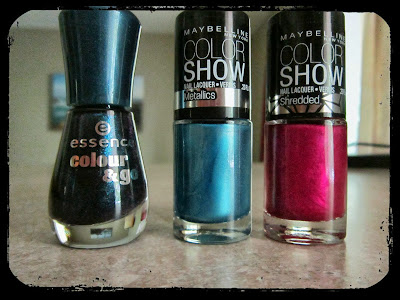 Essence Miss Universe, Maybelline Blue Blowout, and Maybelline Magenta Mirage