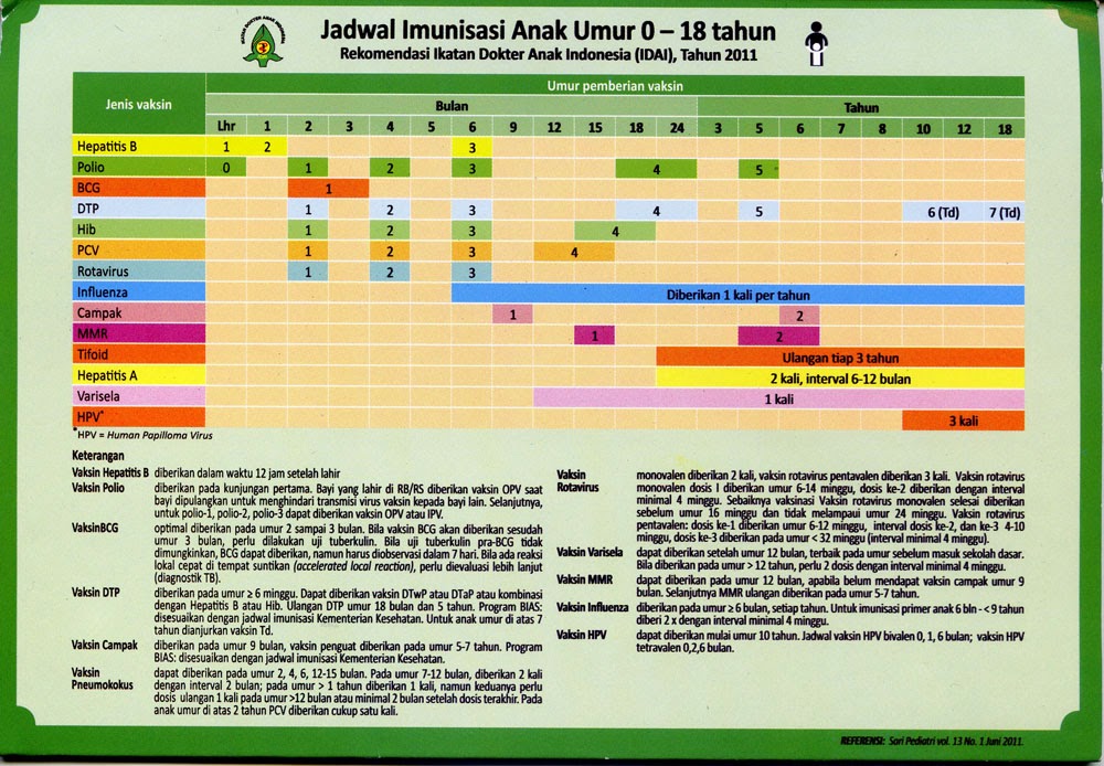 JADWAL IMUNISASI  IDAI 2011 PDF