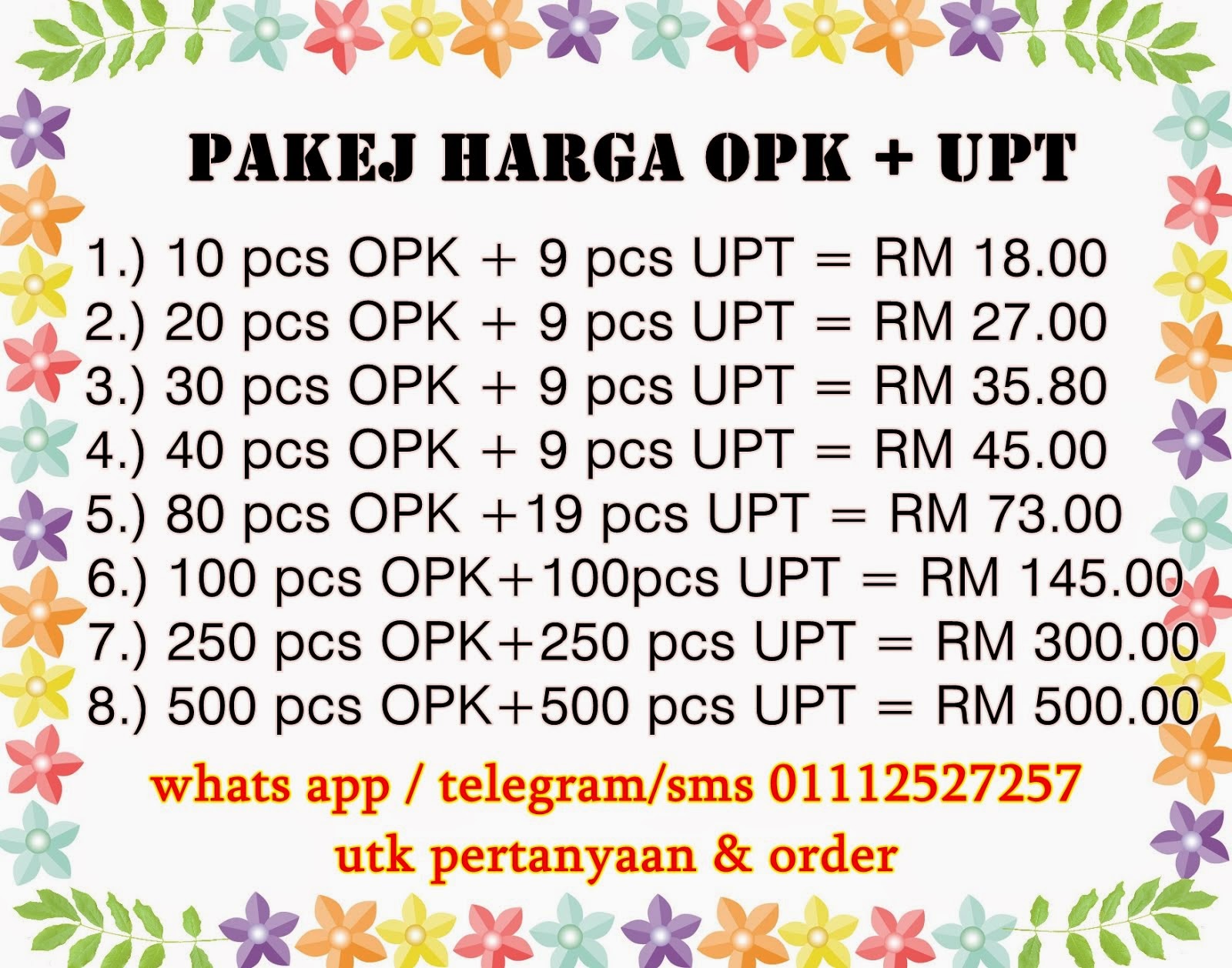 Harga Pakej OPK dan UPT