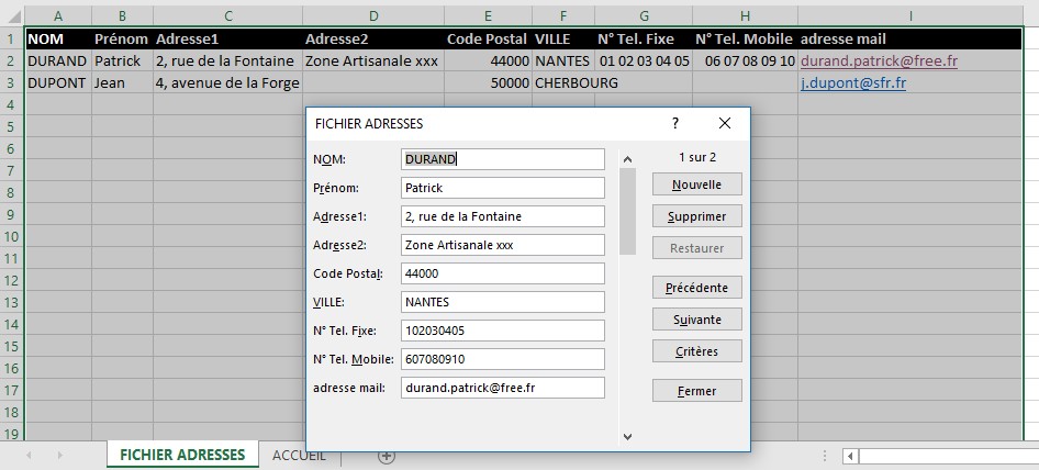 Creer Son Formulaire Cellules Excel