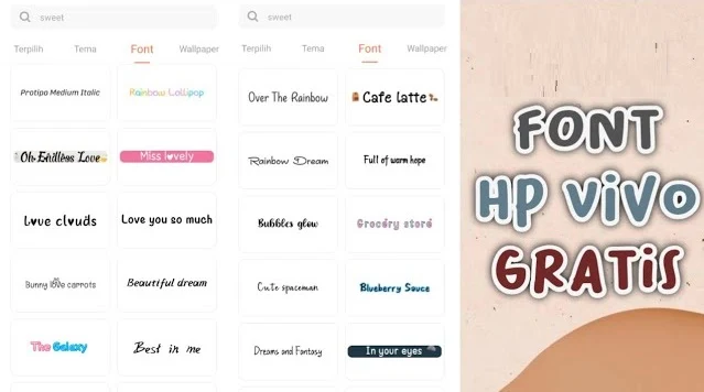 50+ Nama Font Gratis Di HP Vivo All Series Yang Bagus