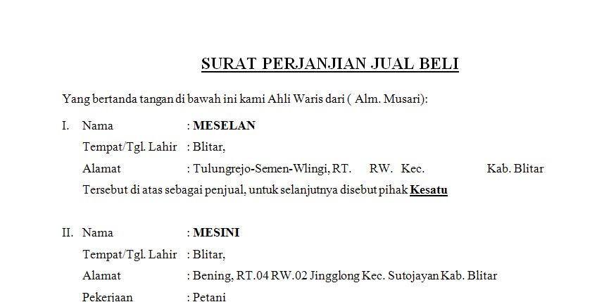 Mencari Contoh Surat Perjanjian Sambung Bayar Kereta 