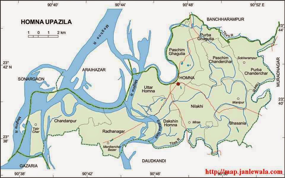 homna upazila map of bangladesh