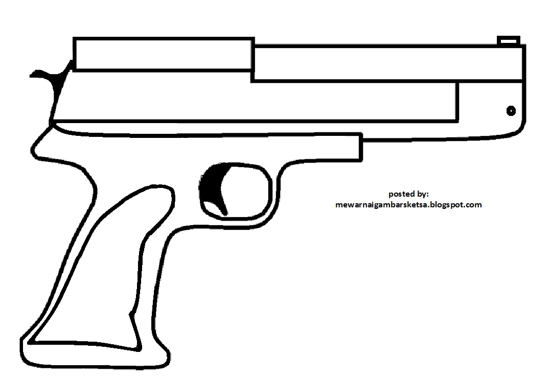 Mewarnai Gambar: Mewarnai Gambar Sketsa Pistol 1