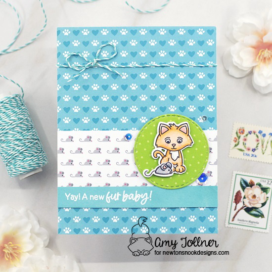 Yay!  A new fur baby by Amy features Circle Frames, Welcome New Cat, and A Cat's Life by Newton's Nook Designs; #inkypaws, #newtonsnook, #catcards, #cardmaking