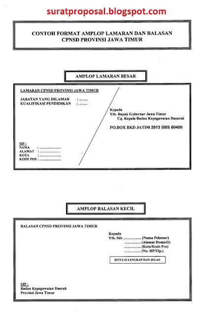 Contoh Penulisan Amplop Lamaran Kerja CPNS - Contoh Surat