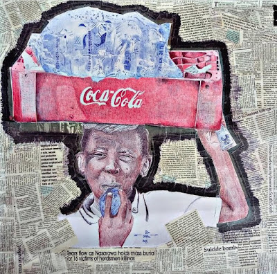 A mixed media painting titled 'Hope' done by Nigerian artist Stephen Daniel