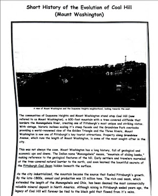 page from information on Coal Hill from the Walking Lunch Tour class for Mt. Washington