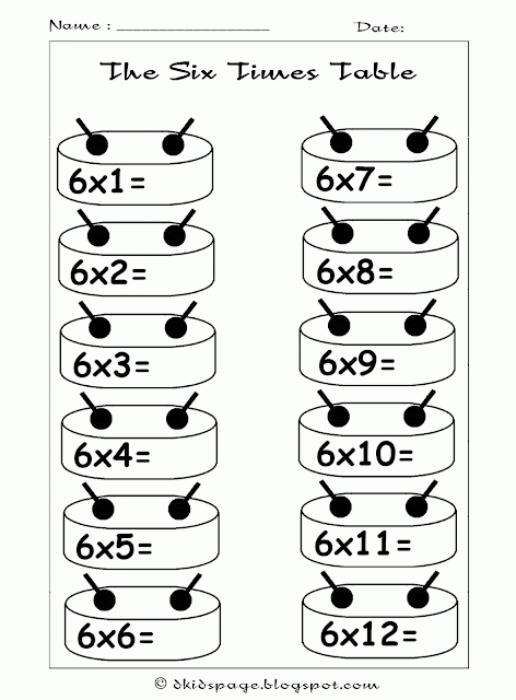 6 Six Times Tables Maths Worksheets