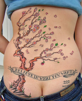 tattoo cherry blossom. cherry blossom branch tattoo.