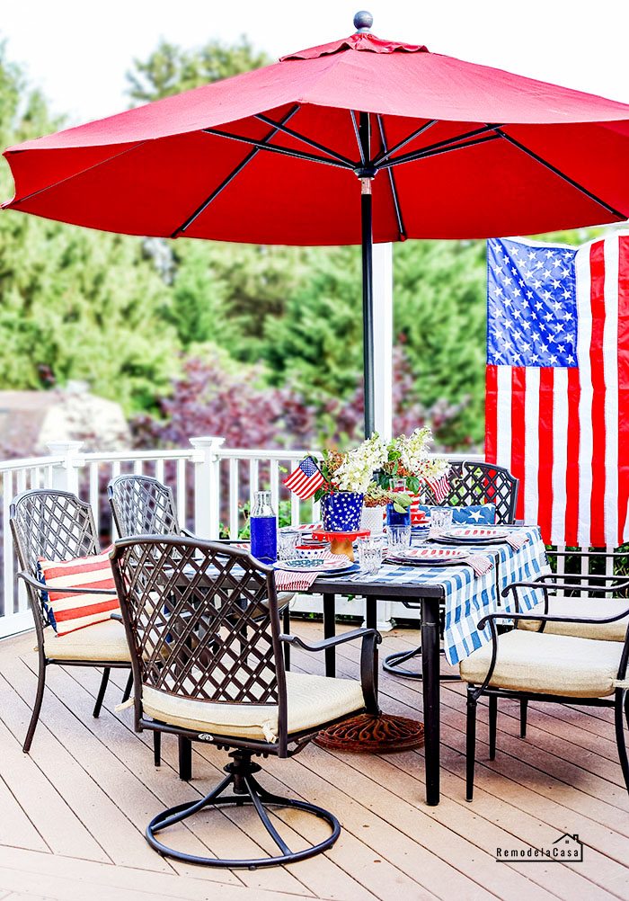 outdoor dining set on deck