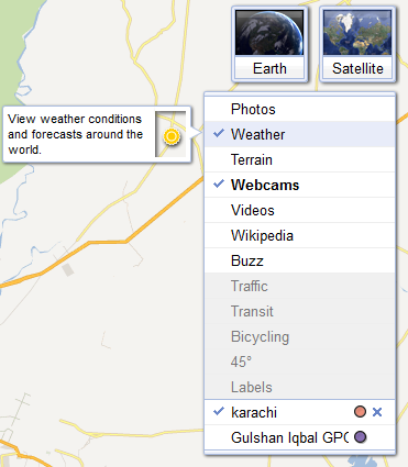 webcame and weather options 