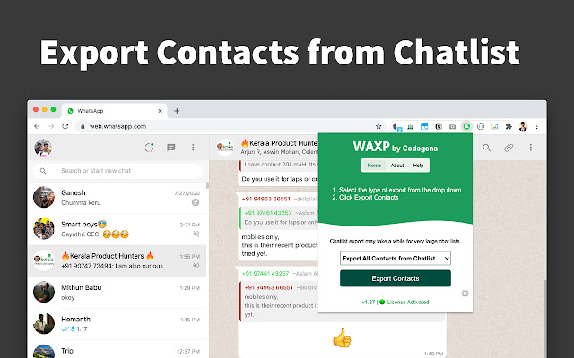 WhatsApp Contacts Exporter for Whatsapp - WAXP