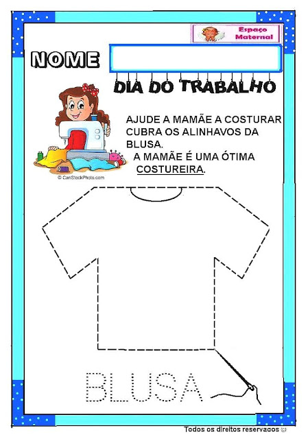 Dia do trabalhador,coordenação motora educação infantil