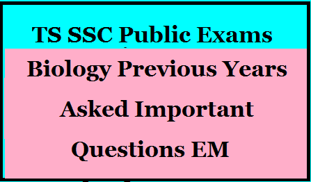 TS SSC 10th Class Biology Previous years asked Important Questions EM Download