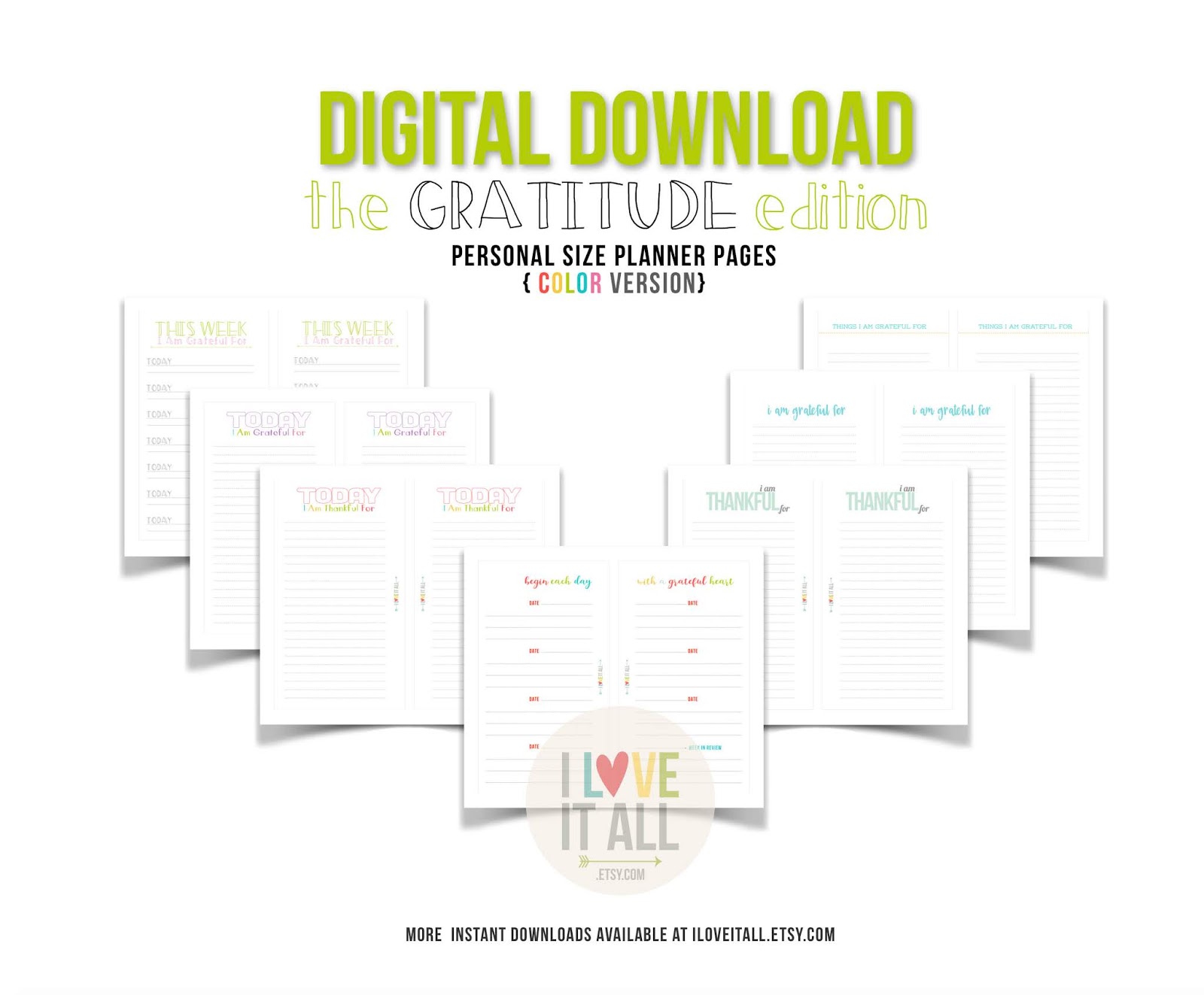 #Gratitude Journal #Gratitude #Grateful #Thankfulness #Digital Download #Filofax #Planner Pages #365 Things #Today 