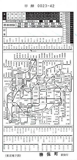 東京メトロ　地図式補充券19　神保町駅