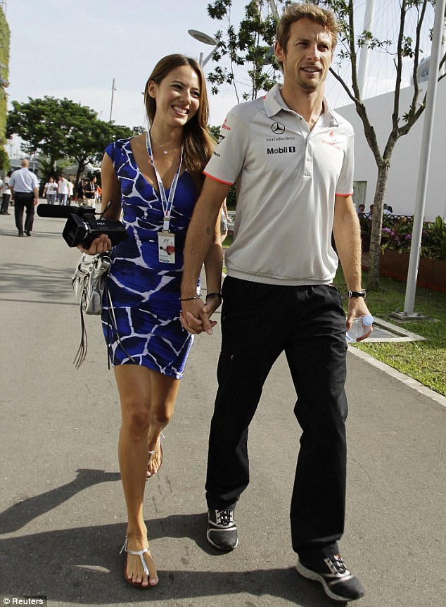 Romantic day out Jenson Button was accompanied by girlfriend Jessica 