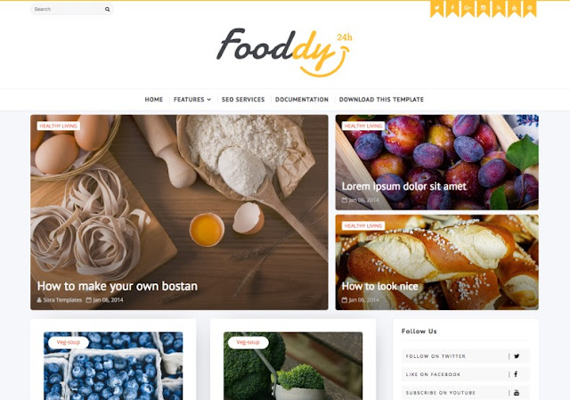 Free Download Fooddy Blogger Template