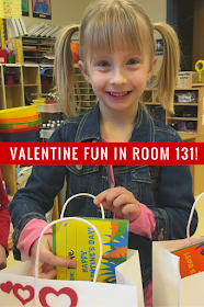 Valentine fun! Simple valentine bags equal gift bags and foam heart stickers from Michaels. This post also includes some simple valentine writing activities.  