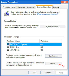 Cara membuat dan menggunakan System Restore di windows 7