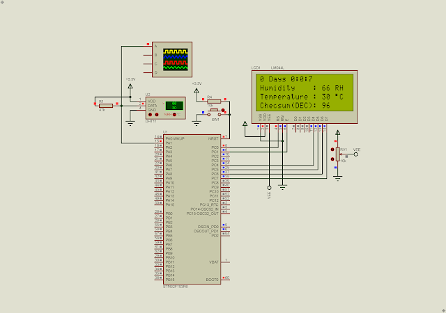 STM32F103R6 DHT-11 Temperature and Humidity Sensor with LCD Example