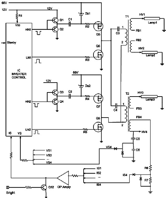 Hình 5 - Sơ đồ nguyên lý mạch cao áp Tivi LCD