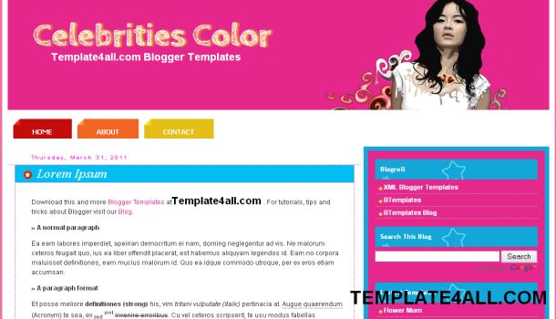 Free Pink Blue Blogger Web2.0 Template