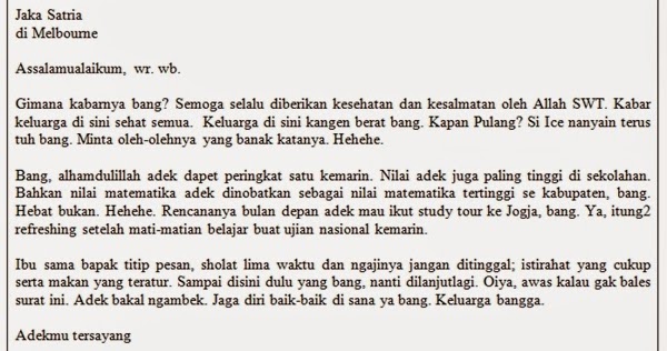 Surat Pribadi Penjelasan Contoh