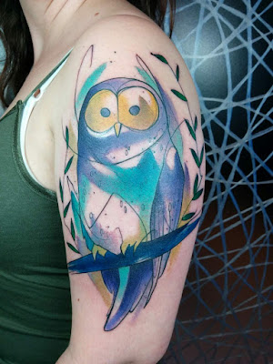 Watercolor Owl Tattoo