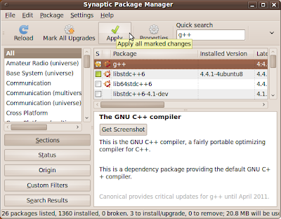 Install g++ on Ubuntu 9.10