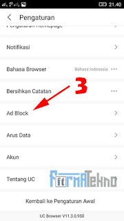 Cara Mematikan / Disable AdBlock di UC Browser Android Dengan Cepat