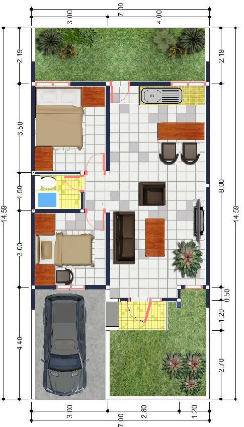  Denah  Rumah  Luas  Tanah  60  Meter 