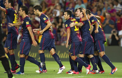 Lionel Messi And Friends Goal Celebrations Picture