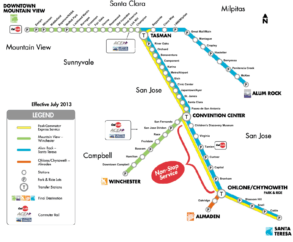 vta light rail map The San Jose Blog The Vta Light Rail Efficiency Project