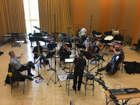 Tom Hammond and Orchestra of the Swan at the recording sessions for Not now, Bernard!