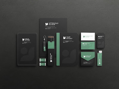 Elegant Dark Stationary Set Mockup Template - GraphicsMarket.net