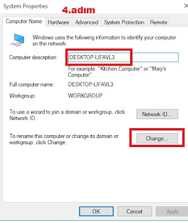 bilgisayar ad değiştirme