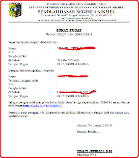 Surat Tugas DHGTK SIM Guru Tahun 2018