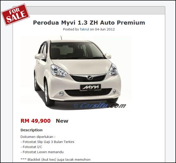 Penang Cars For Sale  From Kuala Lumpur with Love